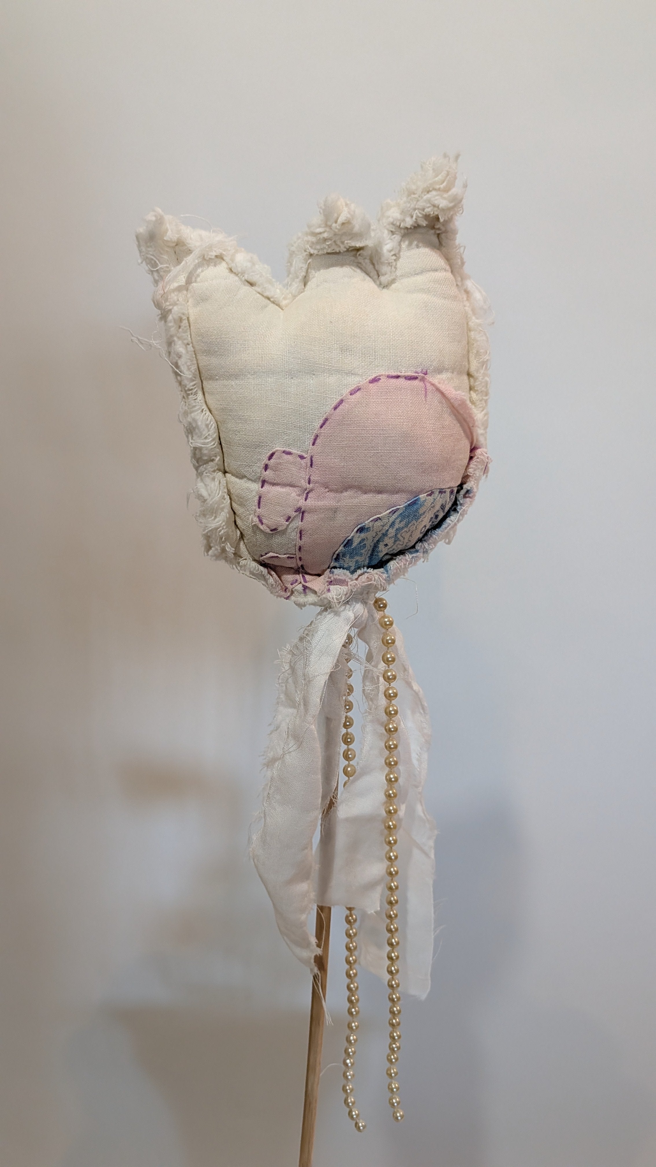 Beige and Pink Fabric Flower