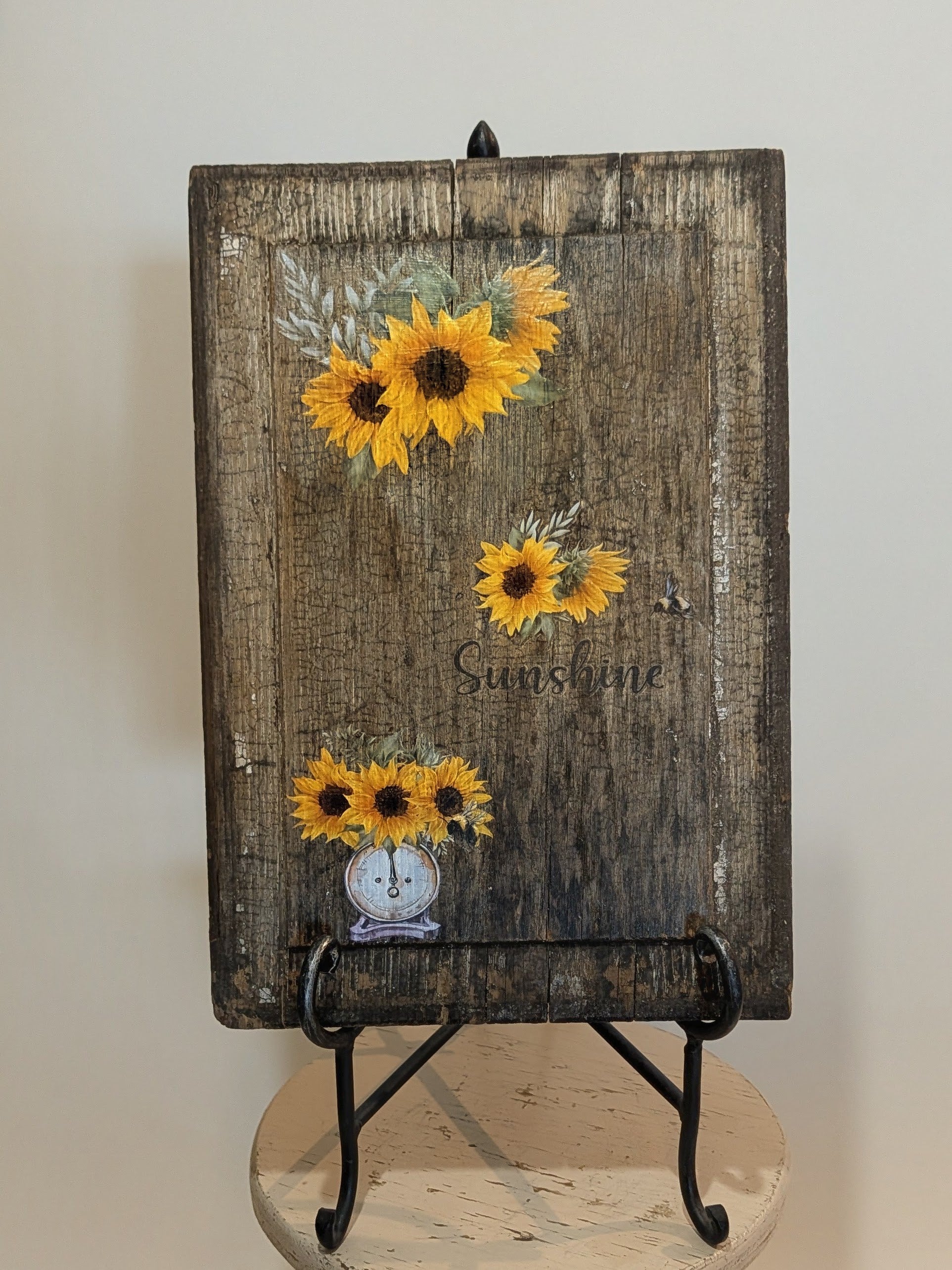 Sunflowers on Distressed Wood