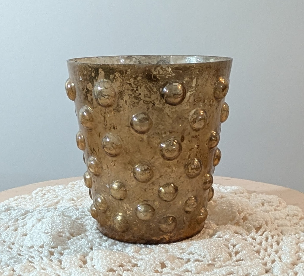 Weathered Gold Bubbled Candle Holder