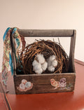 Wood Caddy with a Bird Nest