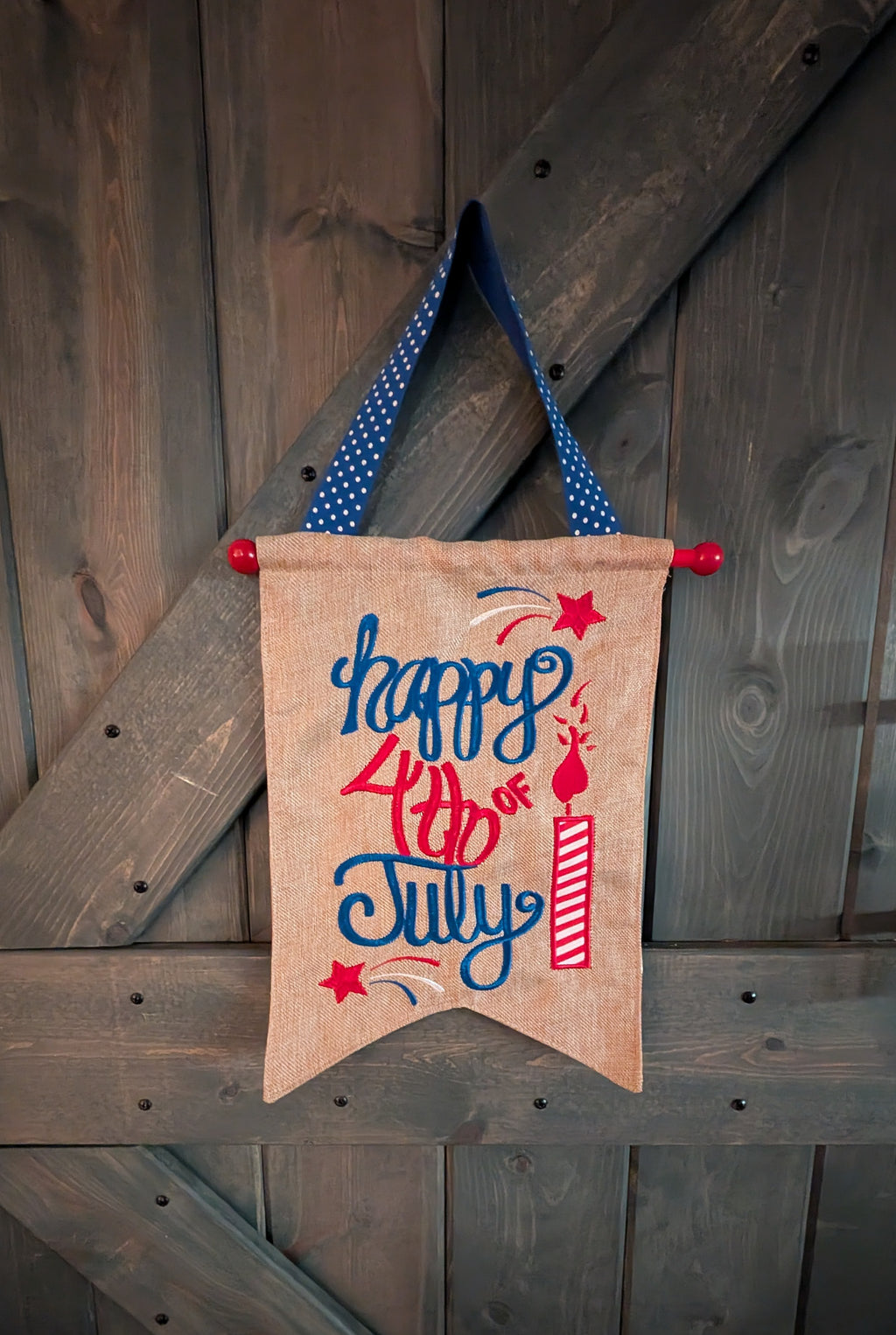 4th of July Embroidered Banner