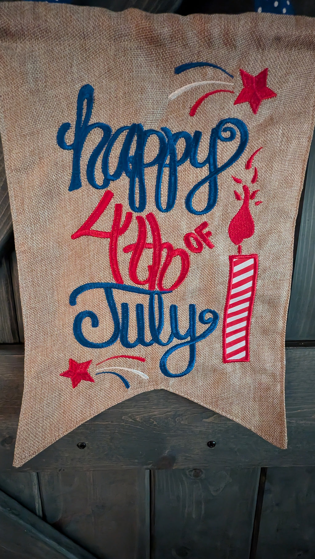 4th of July Embroidered Banner