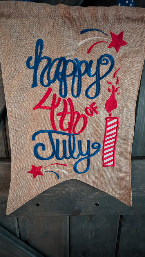 4th of July Embroidered Banner